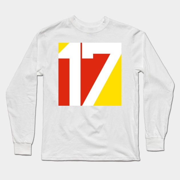 17 in Red and Gold Long Sleeve T-Shirt by DavidASmith